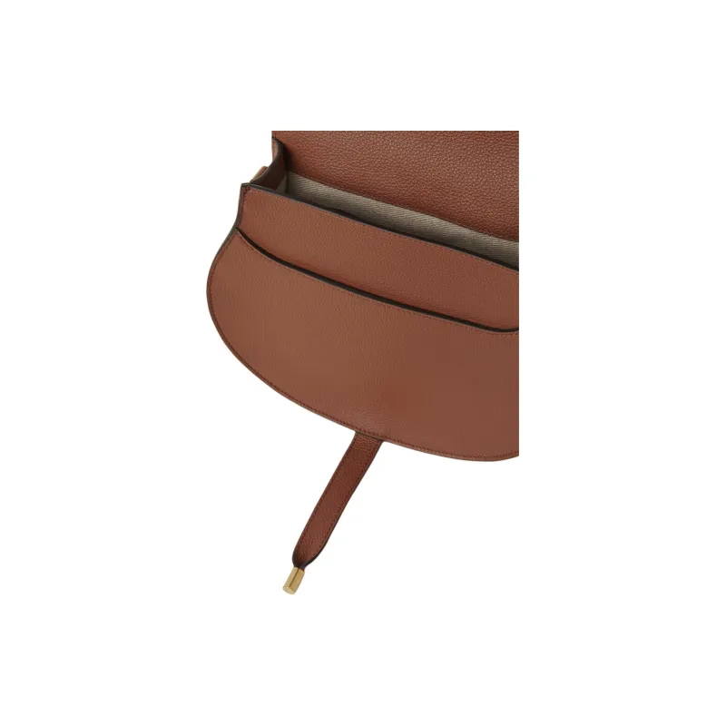 Chloe Grain Calfskin Saddle Bag, Crossbody Bag, Shoulder Bag Women's Brown-2