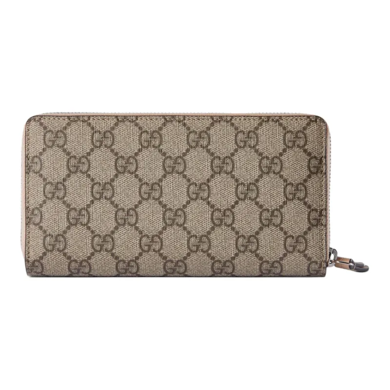 GUCCI GG Marmont Supreme Canvas With Leather Binding Card Holder, Wallet Women's Beige & Ebony-2