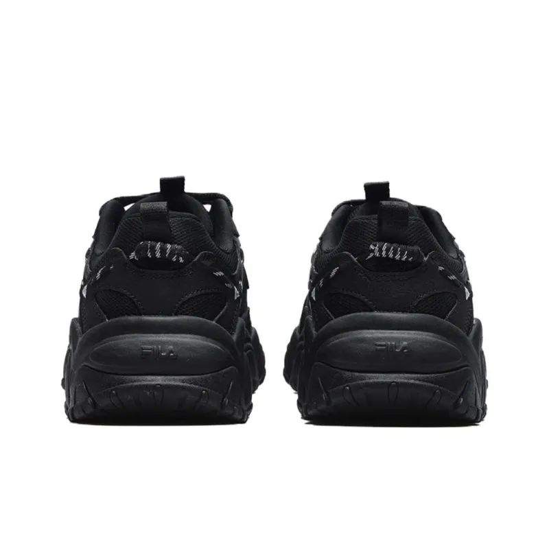 FILA Fluid 4 Cushioned Wear-Resistant Breathable Lightweight Height Increasing Low-Top Chunky Sneakers Women's Black-2