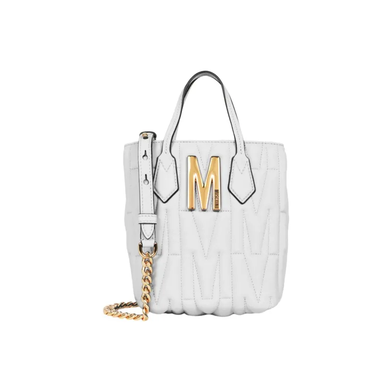 MOSCHINO Sheepskin Shoulder Bag Crossbody Bag Handbag Small Size Women's White-0