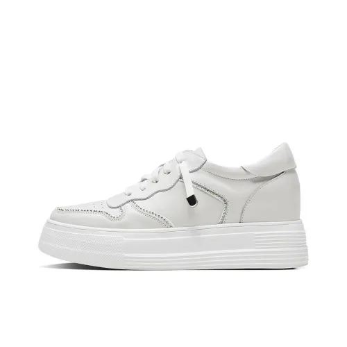 BOSSSUNWEN Skateboard Shoes Women's Low-Top White