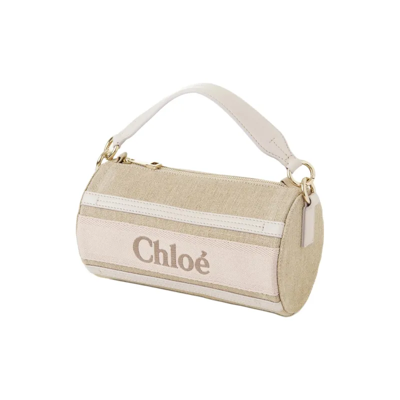 Chloe Woody Linen With Calfskin Crossbody Bag Shoulder Bag Women's Wild Gray-1