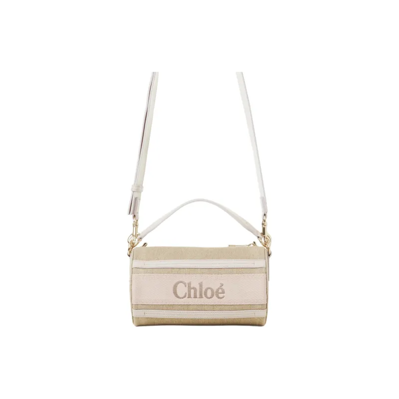 Chloe Woody Linen With Calfskin Crossbody Bag Shoulder Bag Women's Wild Gray-2