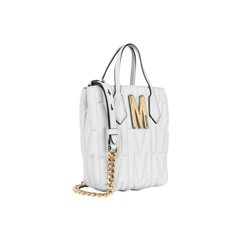 MOSCHINO Sheepskin Shoulder Bag Crossbody Bag Handbag Small Size Women's White-1