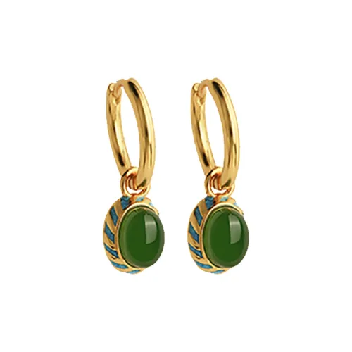 Xiaoyinjiang S925 Silver Hetian Jade Earrings Women's Jasper