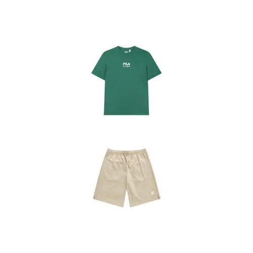 FILA Casual Sportswear Men Set Midsummer Green+Light Bean Paste Brown