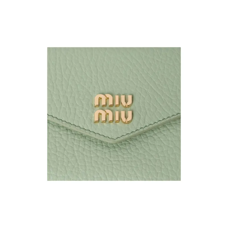 MIU MIU Soft Leather Wallet Small Size Unisex Blue Crystal-4