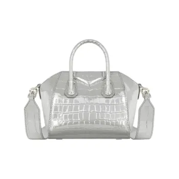 GIVENCHY Antigona Leather One Shoulder Handbag Crossbody Bag Mini Women's Light Silver