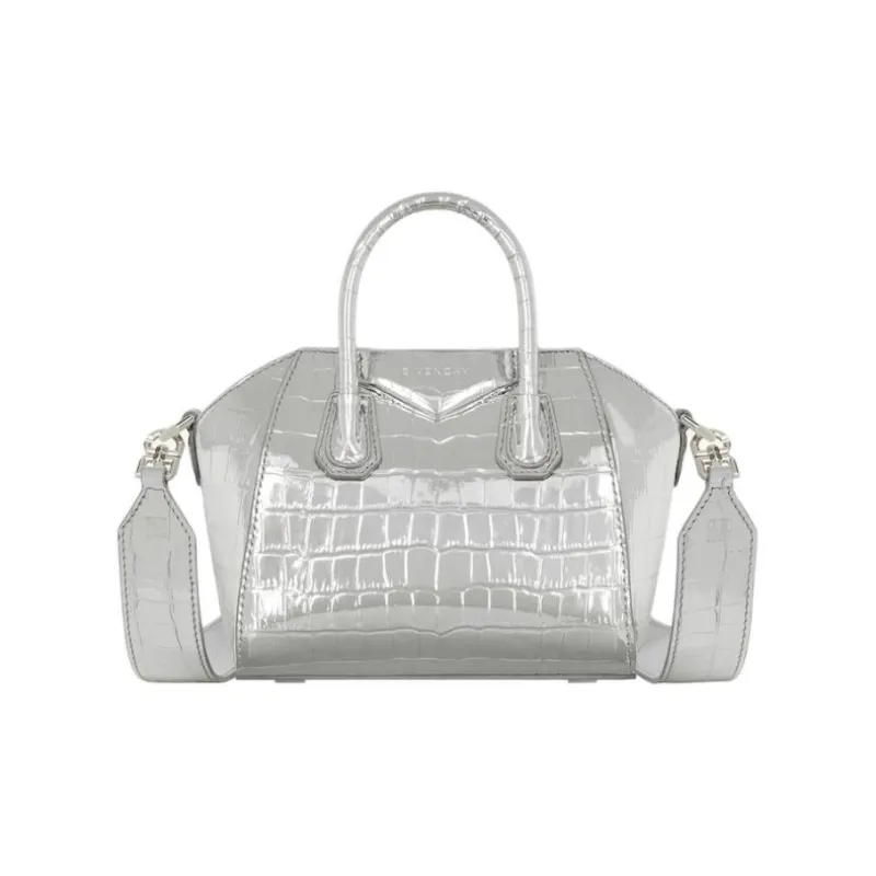 GIVENCHY Antigona Leather One Shoulder Handbag Crossbody Bag Mini Women's Light Silver-0