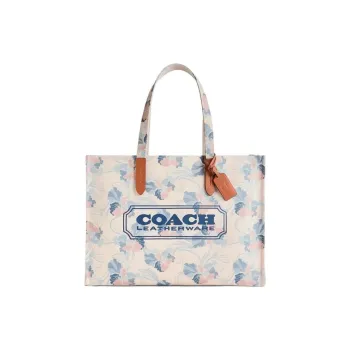 COACH Canvas With Recycled Leather Canvas Bag Tote Bag Shopping Bag Handbag Large Size Women's Multicolor