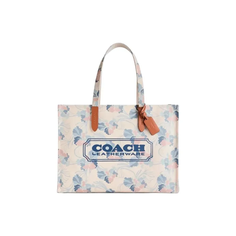 COACH Canvas With Recycled Leather Canvas Bag Tote Bag Shopping Bag Handbag Large Size Women's Multicolor-0
