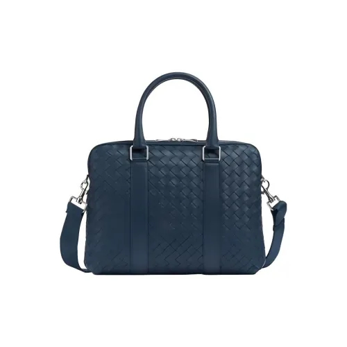 Bottega Veneta Cow Leather Handbag Shoulder Bag Briefcase Men's Dark Blue