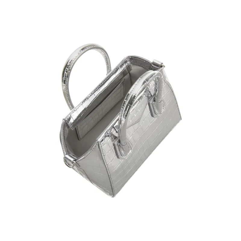 GIVENCHY Antigona Leather One Shoulder Handbag Crossbody Bag Mini Women's Light Silver-4