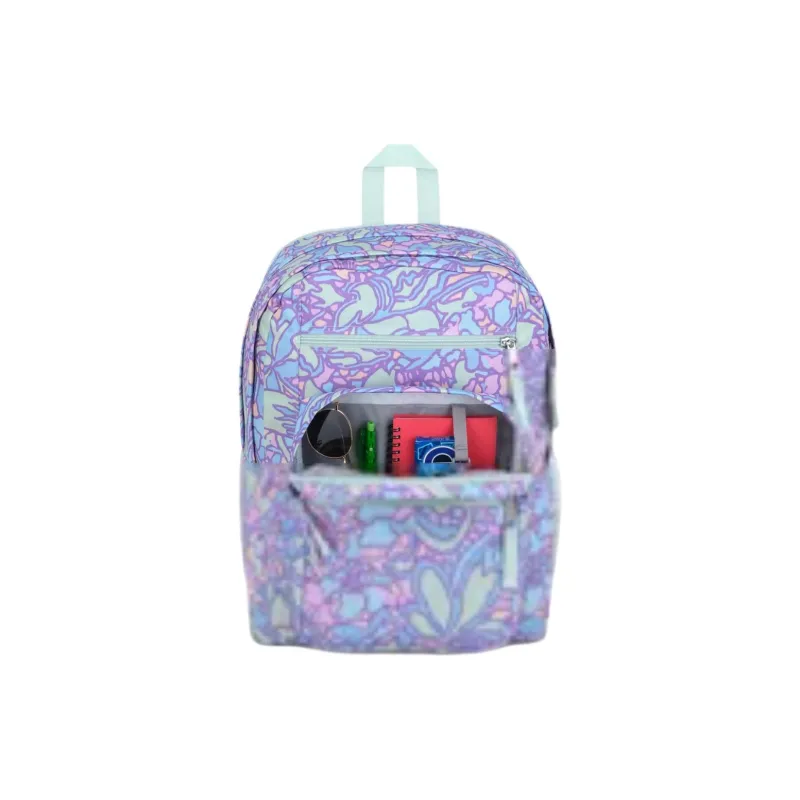 JanSport Polyester Backpack Large Size Unisex Purple With Light Green Accents-5