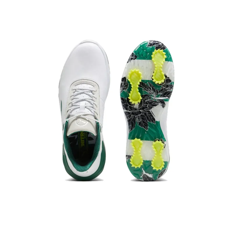 PUMA Slip Resistant Low Top Golf Shoes Men's White Green Yellow-4