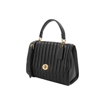 COACH Tilly Leather Shoulder Bag, Crossbody Bag, Handbag Medium Size Women's Black