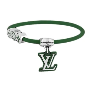 LOUIS VUITTON Metal Canvas Leather Bracelets Unisex Green