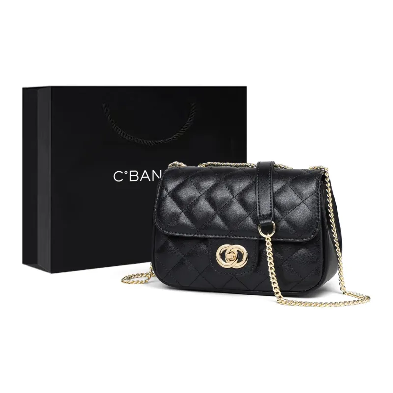 C°BANNER Cow Leather With Synthetic Leather Small Square Bag Shoulder Bag Regular Women's Black/Ecru-0