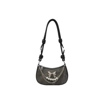 PULUWIRR PU Shoulder Bag Regular Women's Denim Blue/Dark Tea/Ecru