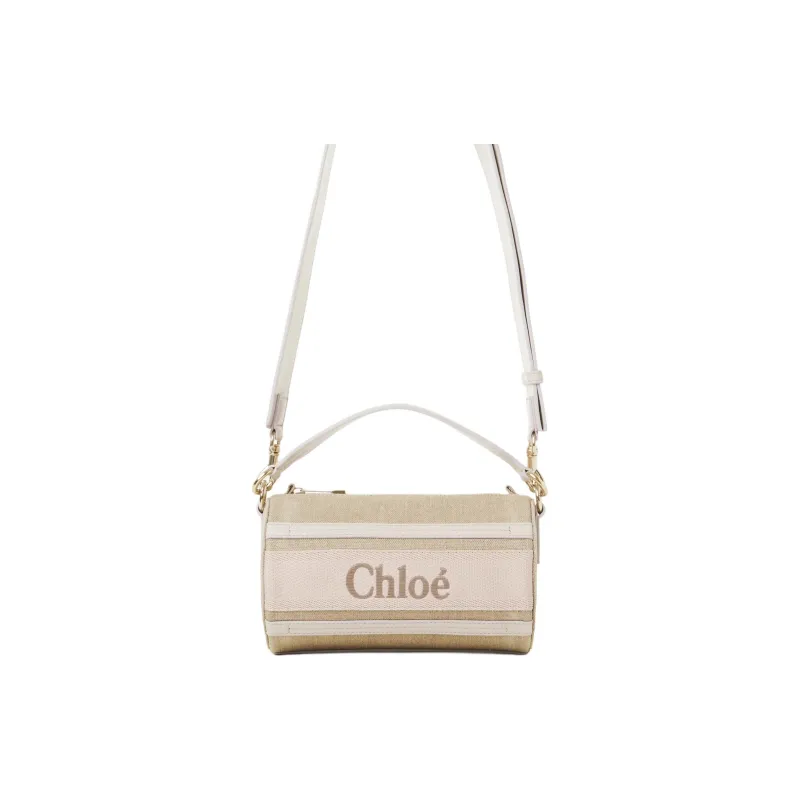 Chloe Woody Linen With Calfskin Crossbody Bag Shoulder Bag Women's Wild Gray-0