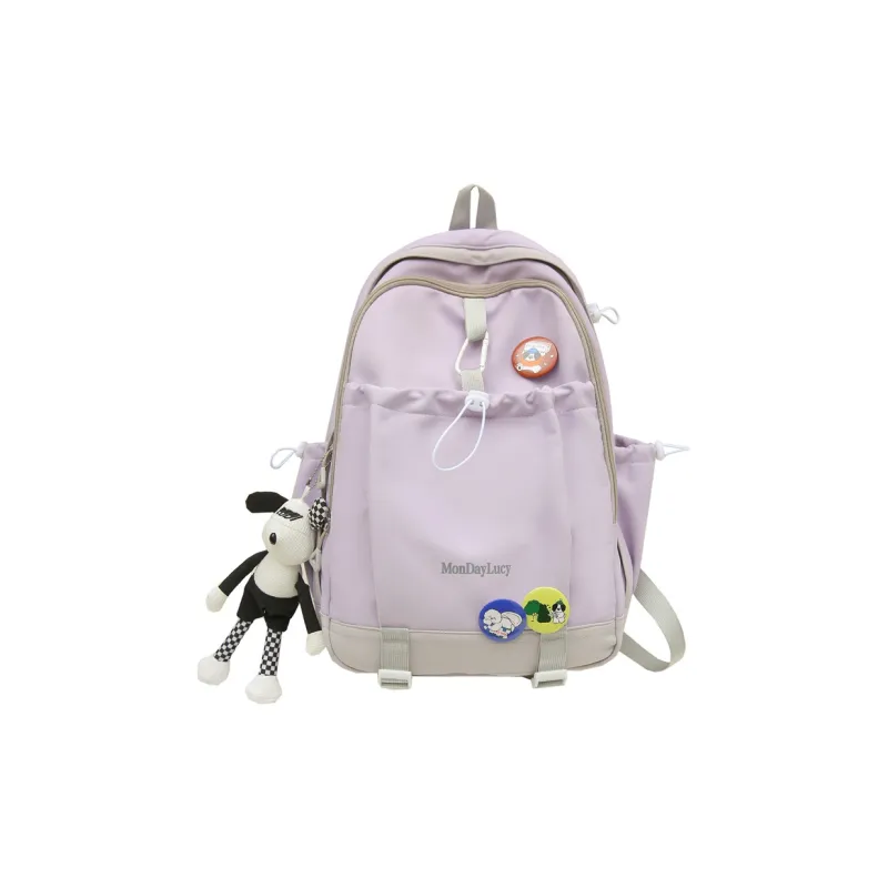 Travel Nylon Backpack Regular Unisex Ecru/Green/Black/Purple/Pink/Khaki-10