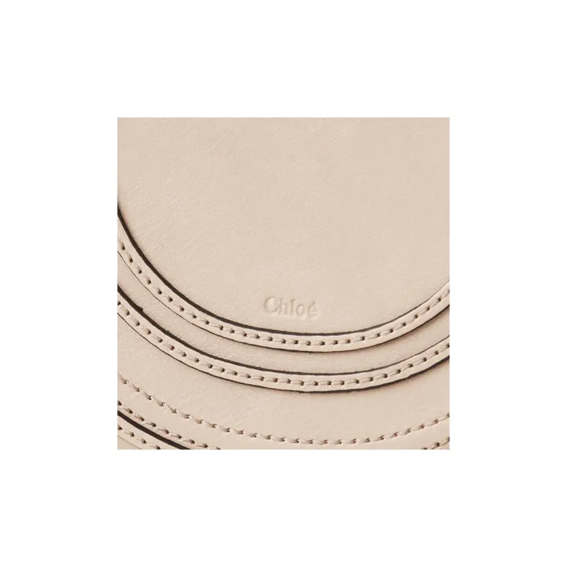 Chloe Shiny Leather Saddle Bag Crossbody Shoulder Bag Women's Dark Beige-4