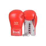 Microfiber Leather Lace-Up Red Silver