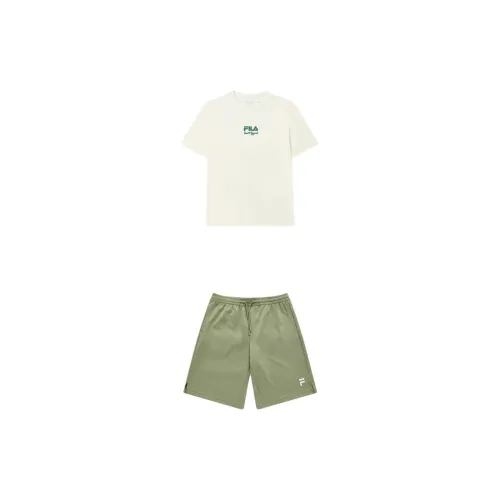 FILA Casual Sportswear Men Set Sweet Ivory+Luxurious Green