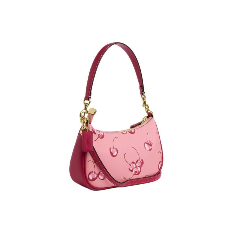 COACH Teri Coated Canvas Portable Crossbody Bag Shoulder Bag Women's Pink Red Bright Purple-1