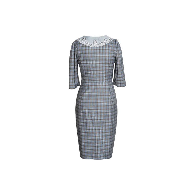 ROEYSHOUSE Short Sleeved Dresses Women's Plaid-1