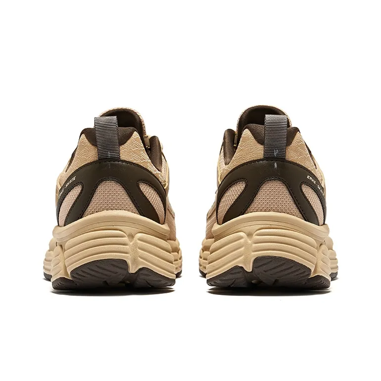 Erke Fishbone Mesh Durable Breathable Low Top Casual Shoes Men's Oat Dark Sandalwood-3