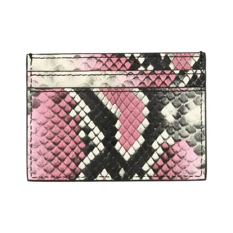 MOSCHINO Calfskin Card Holder Women's Pink-1