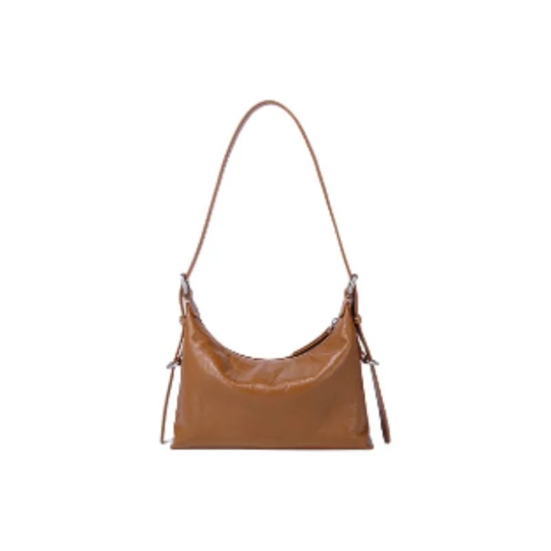 BAMPO Top Grain Cow Leather Handbag Shoulder Bag Small Size Women's Brown-2