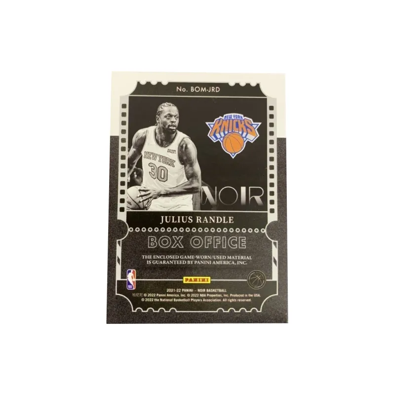 PANINI 2021 22 Noir Julius Randle Knicks 80/99 Box Office Jersey Card Game Used Card Access Sports Cards 1 Pc-1