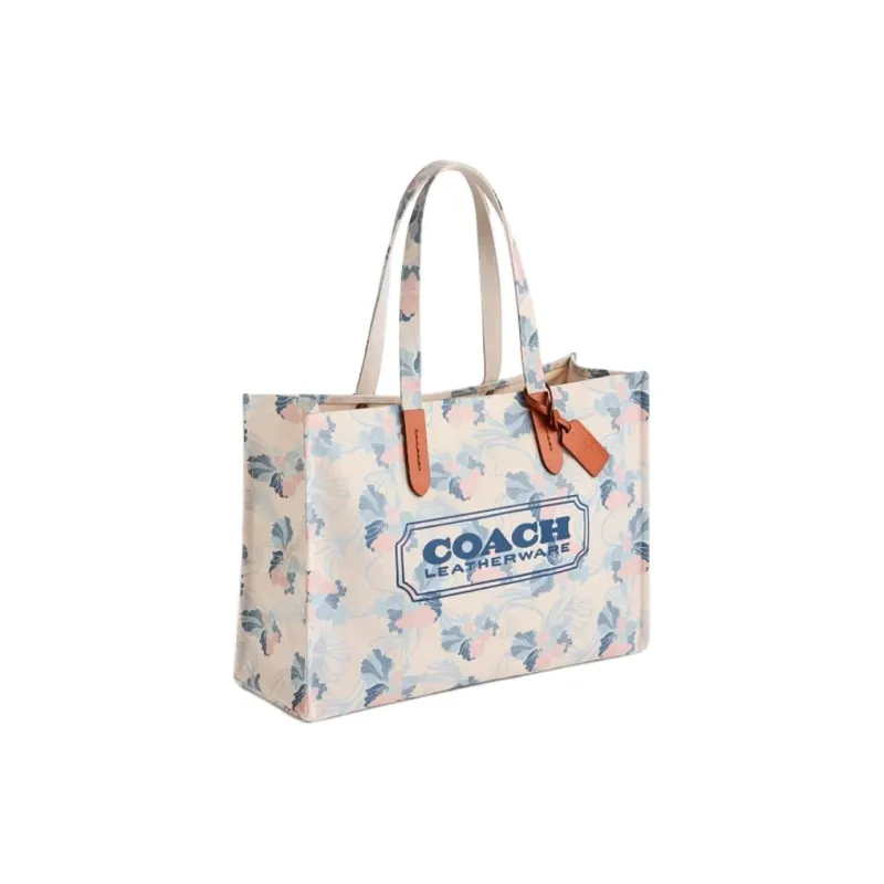 COACH Canvas With Recycled Leather Canvas Bag Tote Bag Shopping Bag Handbag Large Size Women's Multicolor-1