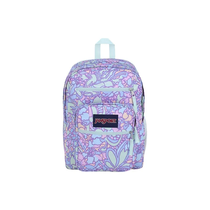 JanSport Polyester Backpack Large Size Unisex Purple With Light Green Accents-0