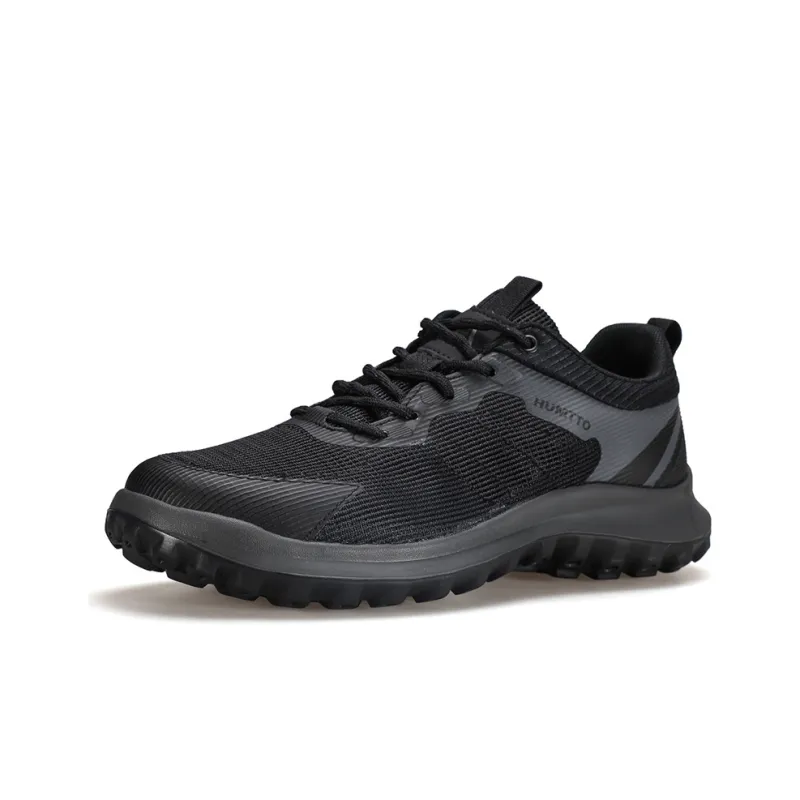 HUMTTO Wear Resistant Breathable Balance Impact Resistant Lightweight Rebound Low Top Trekking Shoes Men's Black-1