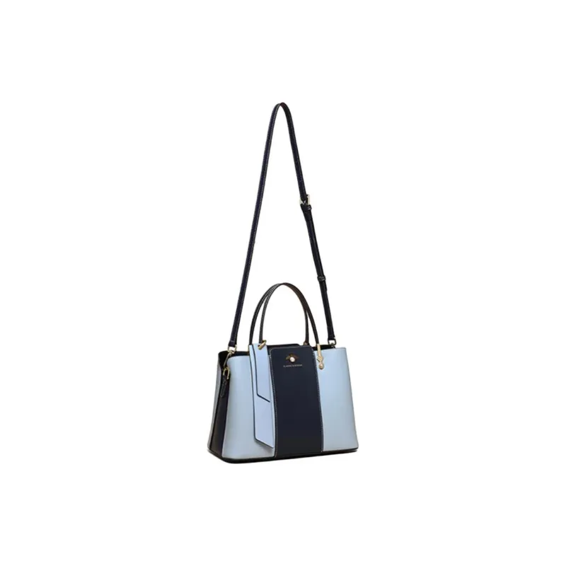 COMELY Cow Leather Patchwork Synthetic Leather Tote Handbag Shoulder Bag Crossbody Bag Large Size Women's Blue-4