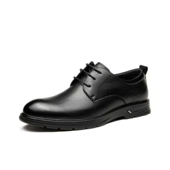 AOKANG Dress Shoes Men Low Top Black/Dark Brown