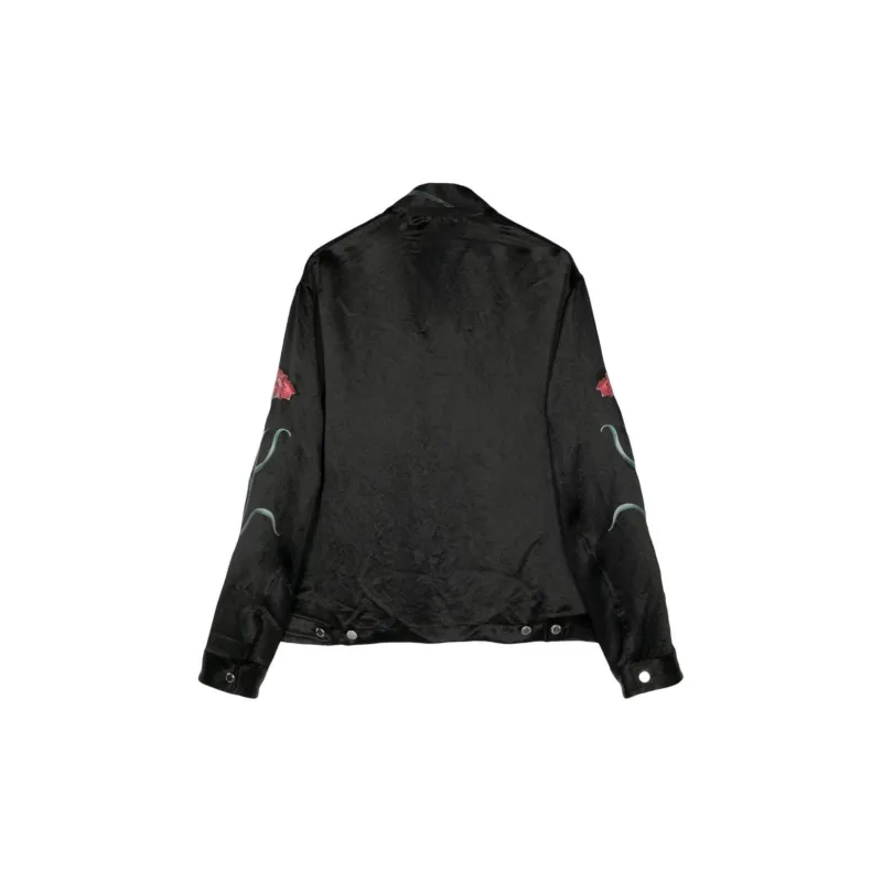 SONG FOR THE MUTE Falling Flowers Satin Military Jacket-1