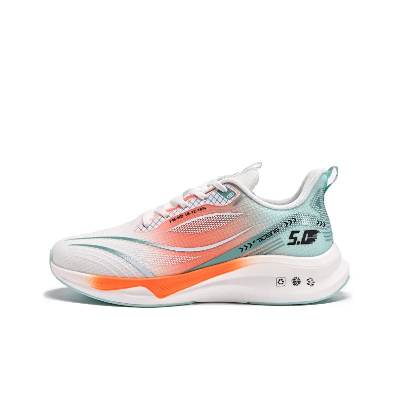 HERR TIGER Cushioning Anti-Slip And Wear-Resistant Breathable Rebound Low-Top Running Shoes Men's Cut-Out White Orange-18