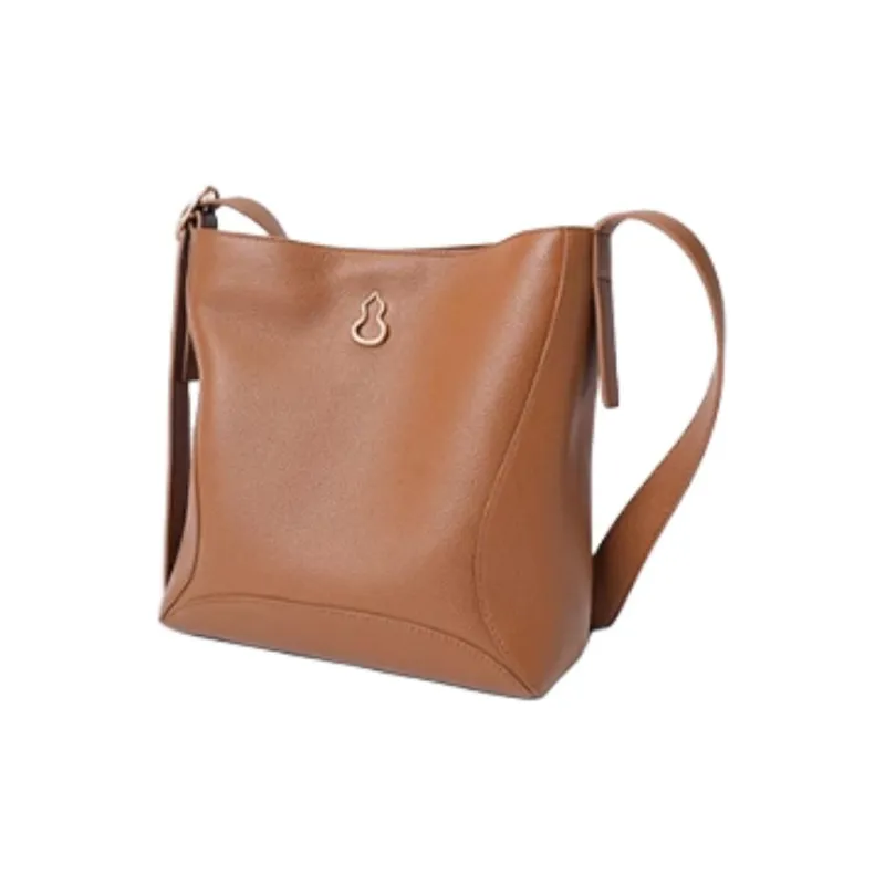 BAMPO Cow Leather Crossbody Bag Shoulder Bag Medium Size Women's Loquat Brown-1
