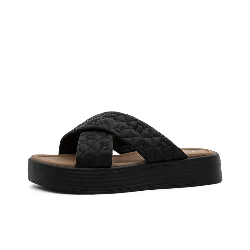 OMS Slide Slippers Women's Black/Beige-0