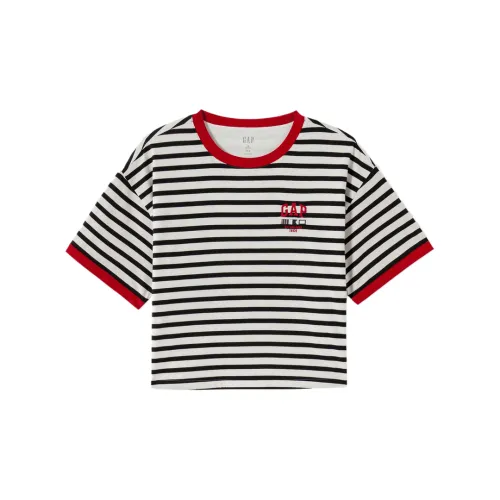 GAP T-Shirts Women's Black/White Stripes