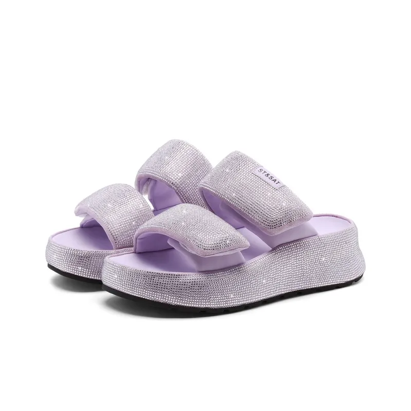 ST&SAT Slide Slippers Women's Black/Pink/Gray/Purple-17