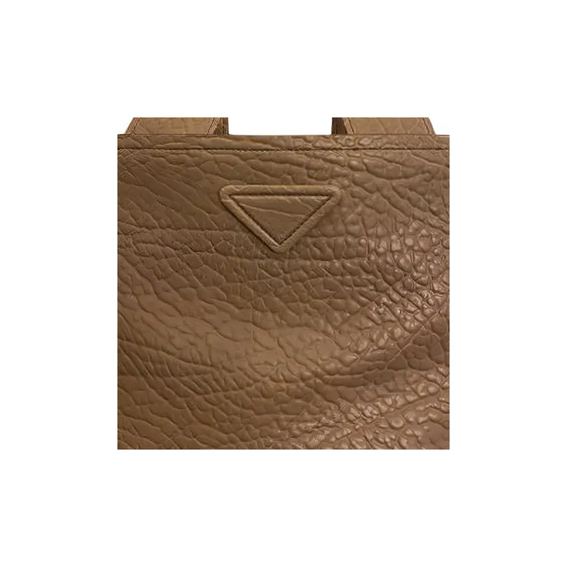 PRADA Calfskin Tote Bag Shopping Bag Handbag Women's Dark Camel-2