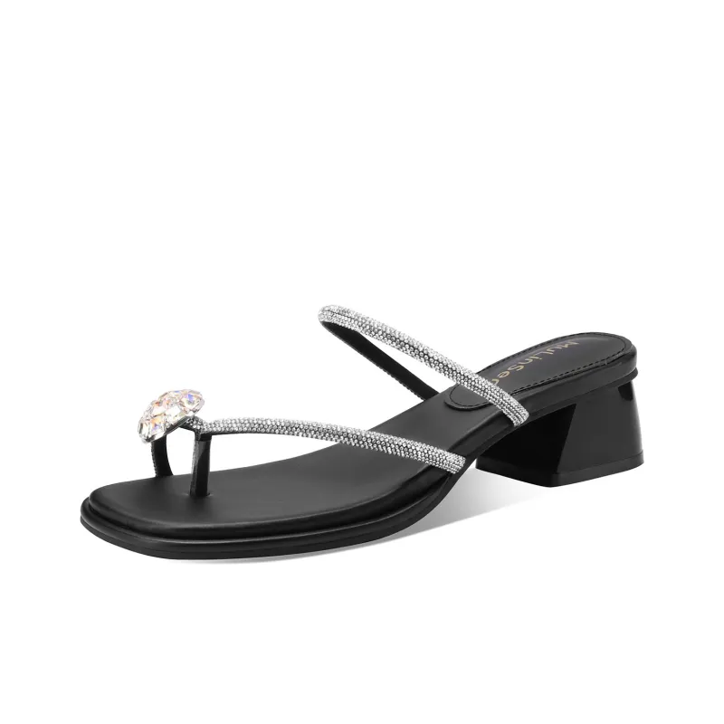 Mulinsen Rhinestone Abrasion Resistant Slip Resistant Flip Flops Women's-7