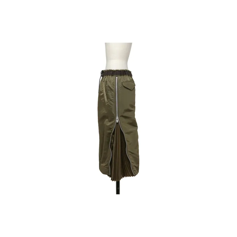 Sacai Pleat panelled Midi Skirt-2