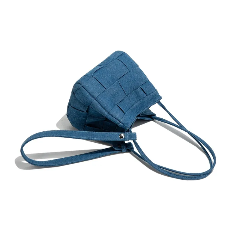 TAMATHA Polyurethane Bonded Synthetic Leather Shoulder Bag Women's Denim Blue-3