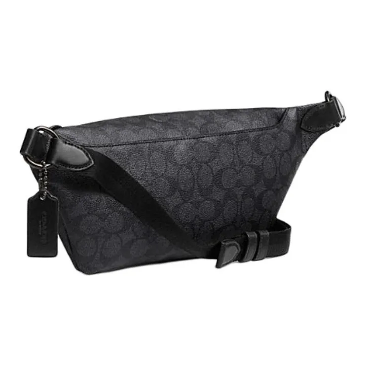 COACH League Coated Canvas Fanny Pack Large Size Men's Black-1